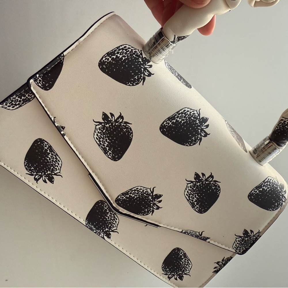 Aldo Strawberry Print Crossbody Purse | Mini Top Handle Novelty Handbag NWT - Picture 3 of 9